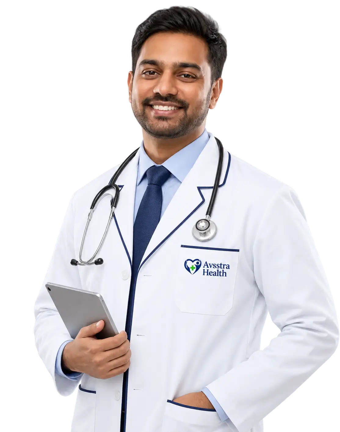 Avstra Health doctor holding a tablet